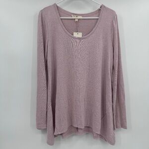 Hippie Rose Top Women Large NEW Pink Knit Long Sleeve Cozy Soft Scoop Neck